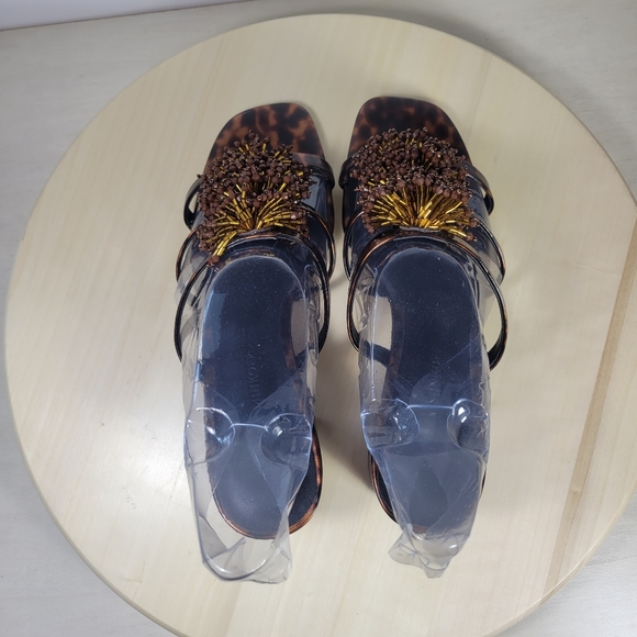 Rebecca Minkoff Raygan Beaded Tortoise Block Heel Sandals Size 7.5 - Picture 5 of 12